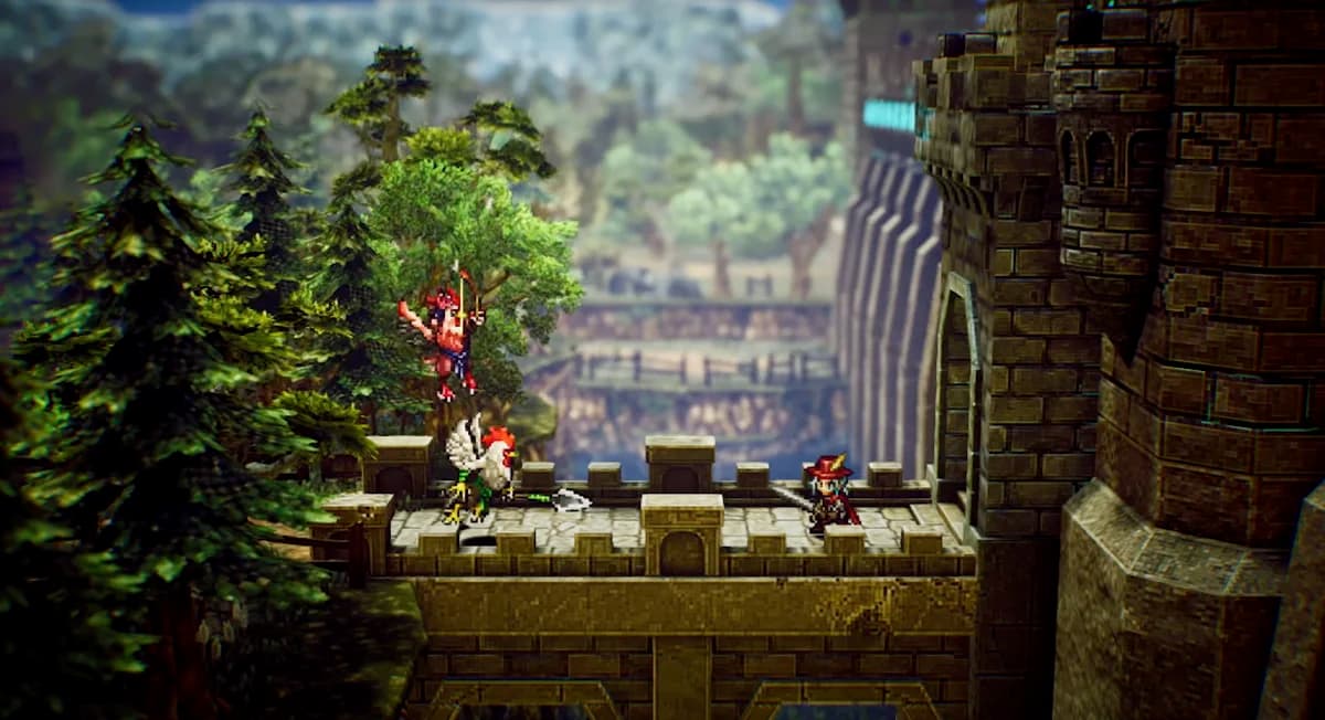 A man facing off against two chicken enemies
