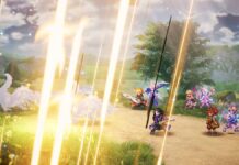 New Final Fantasy Resonance Trailer Boasts a “New Age of Pixel Art” A group of pixel characters with rays of light shining down on them in Final Fantasy Resonance