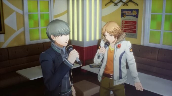 persona 4 revival yosuke karaoke Two boys singing karaoke in Persona 4 Revival