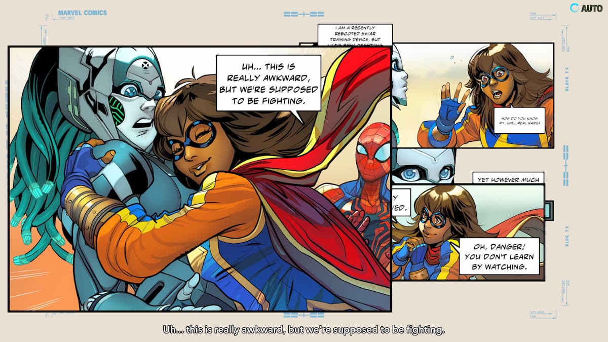 A comic book panel with Ms Marvel