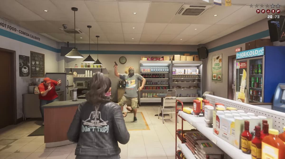 A man and woman in a convenience store