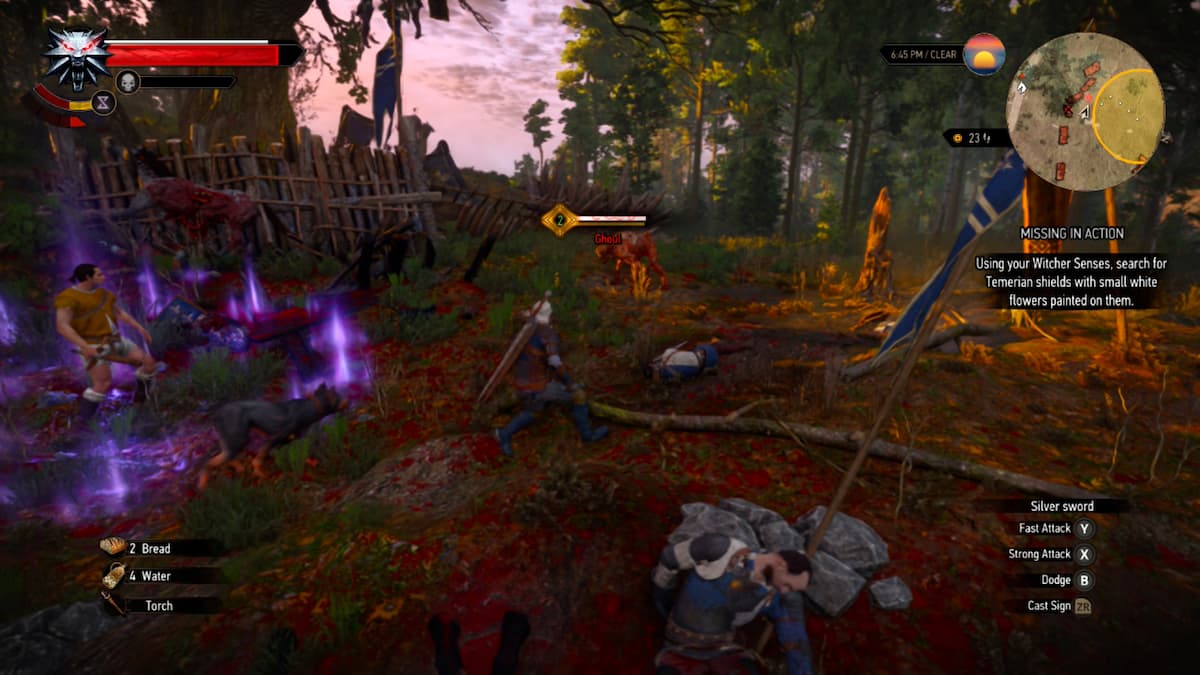 A man fighting monsters in The Witcher 3: Wild Hunt Remastered