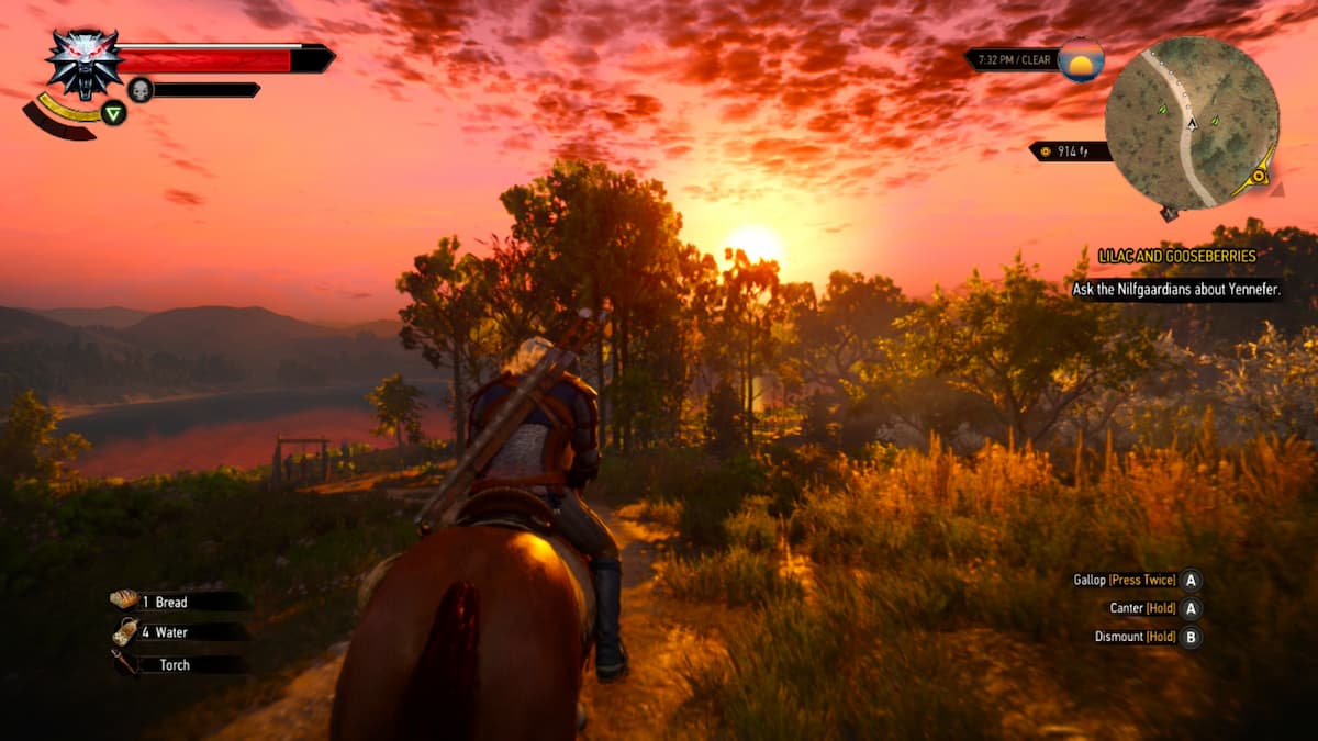 A man riding a horse at sunset