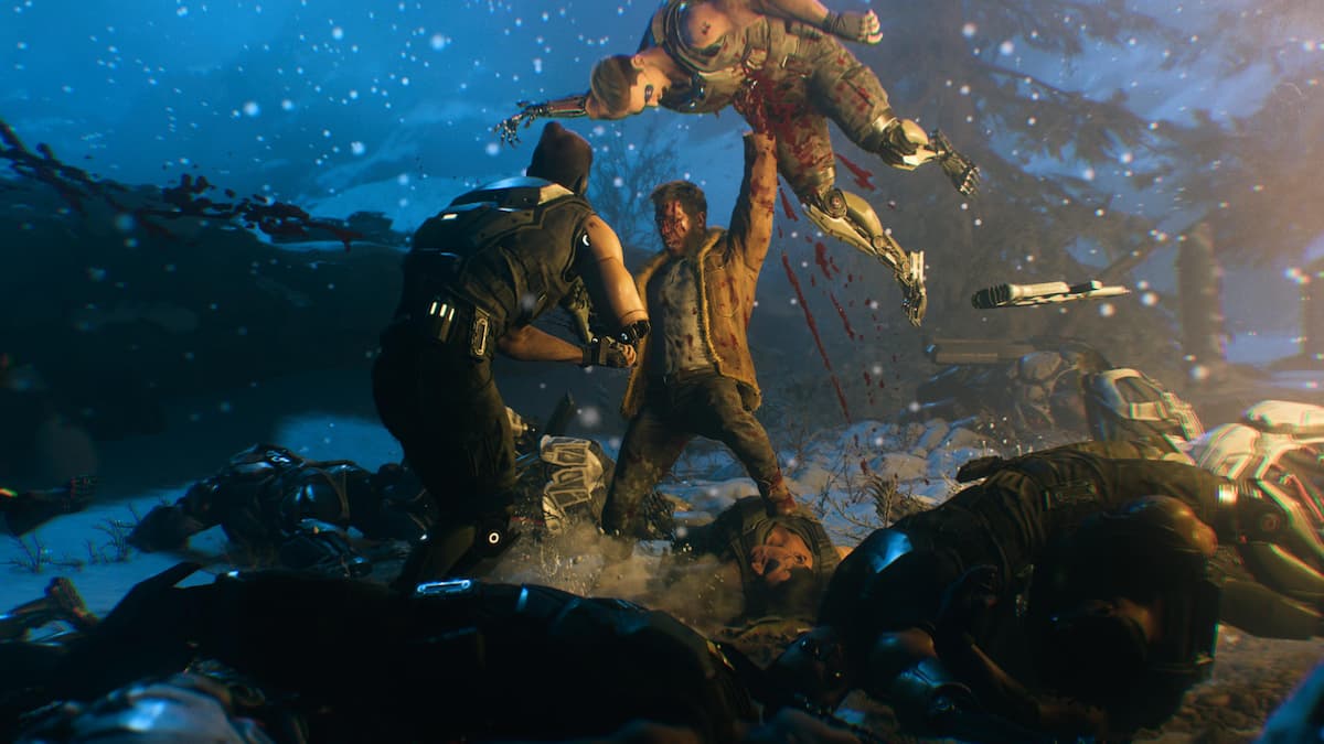 A man holding up another man in Marvel's Wolverine