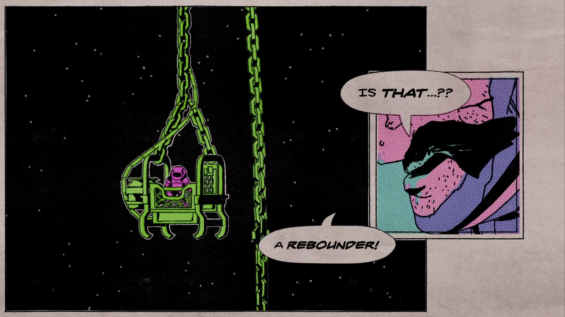 Story comic book style scene in Rebounder