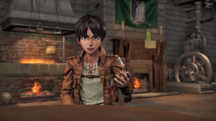 attack on titan 3 eren A boy sitting at a table in Attack on Titan 3