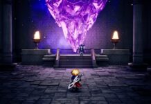 Final Fantasy Resonance Is Peak JRPG Comfort Food A man walking towards a purple crystal in Final Fantasy Resonance